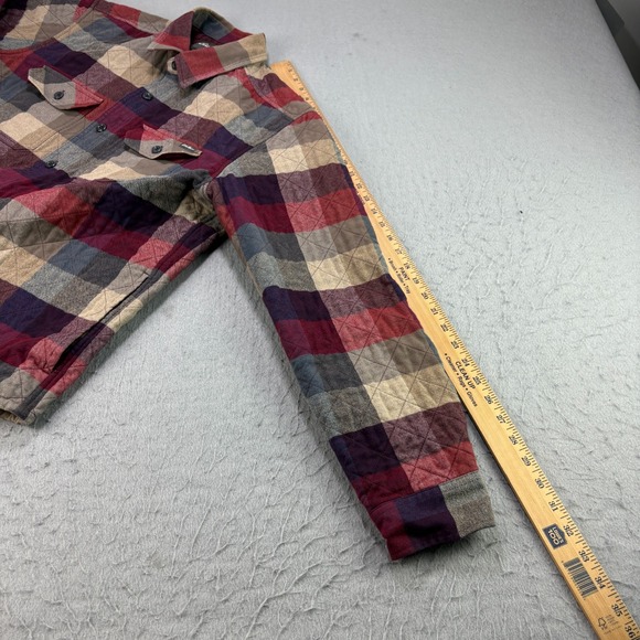 Eddie Bauer Flannel Shirt Mens Large Red‎ Plaid Quilted Shacket Outdoor Lined - Picture 9 of 14